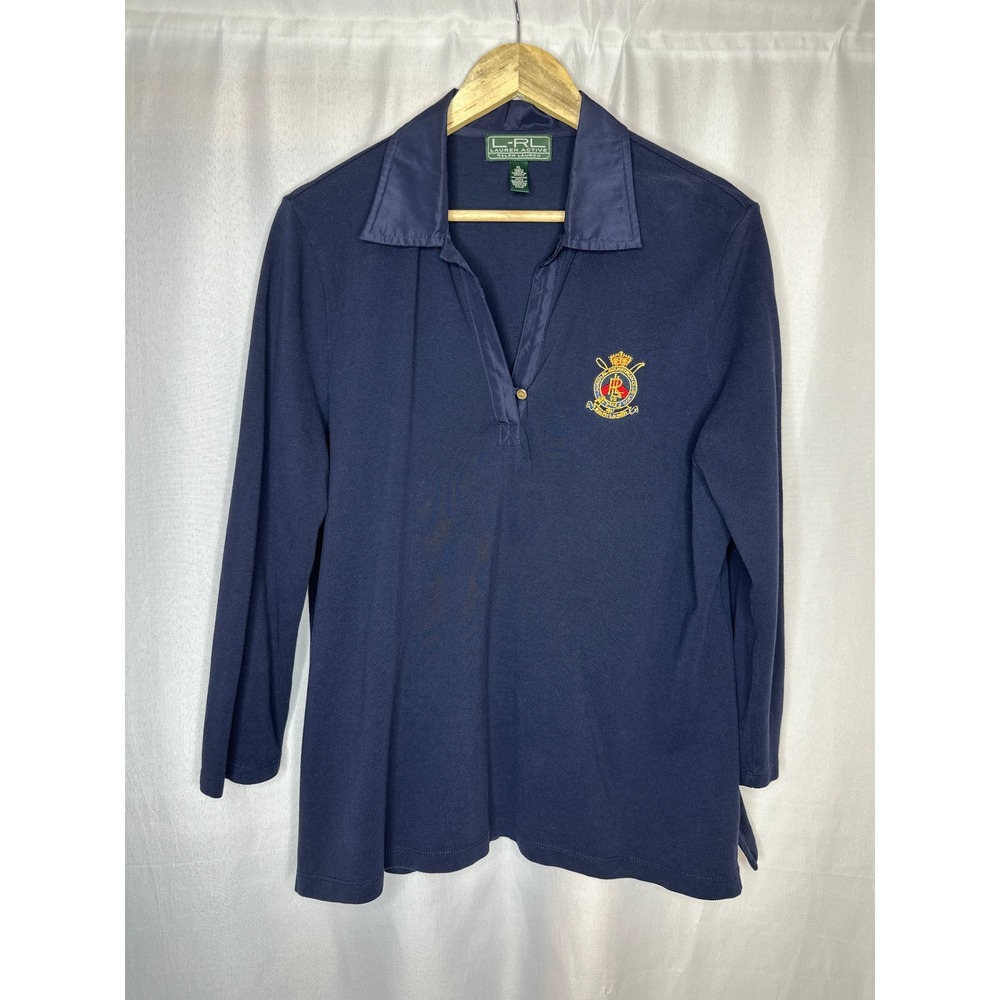 VTG Y2K Ralph Lauren L-RL Active Embroidered Crest Top XLARGE Preppy Western